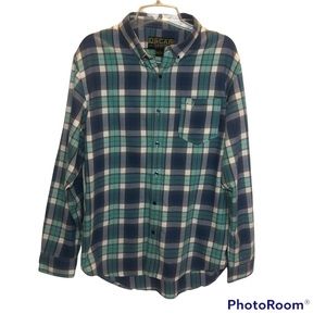 Oscar Sports long sleeve cotton shirt blue green plaid XL